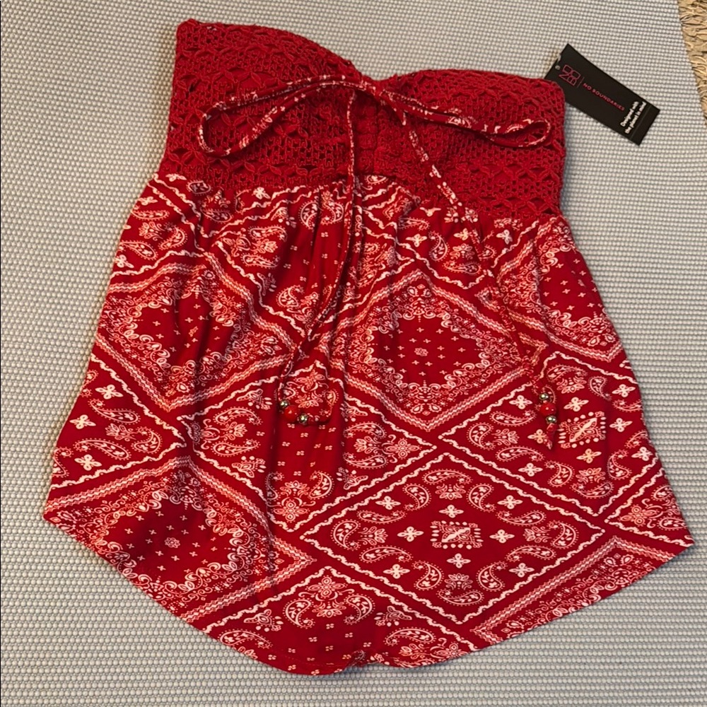 No Boundaries Red Strapless Top